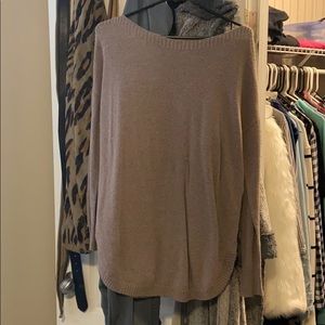 Boat neck sandy brown tunic sweater